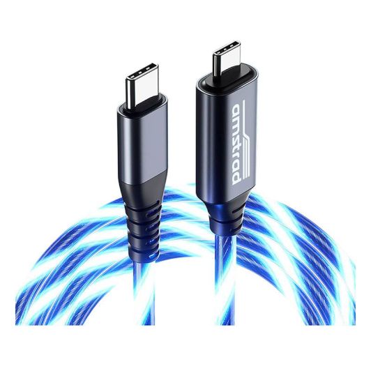 Câble AMSTRAD USB-C/USB-C LED Bleu 3m