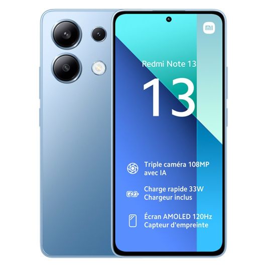 Smartphone XIAOMI Redmi Note 13 4G 256Go Bleu + Coque