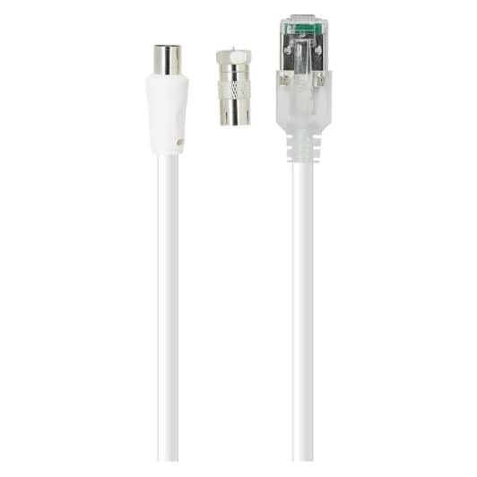 Câble SEDEA RJ45/ TV 9,5 2M Blanc + adaptateur