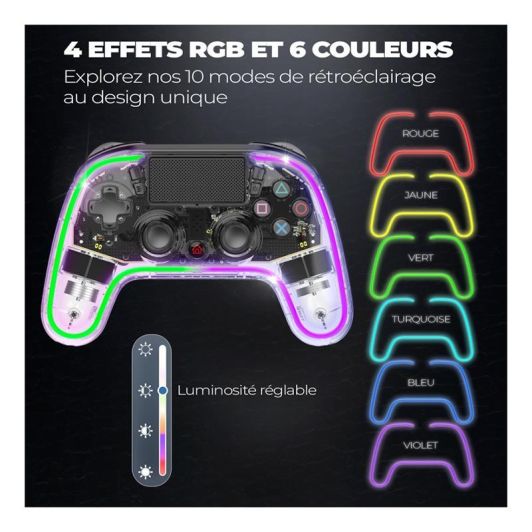 Manette sans fil SPIRIT OF GAMER NEON pour PS4