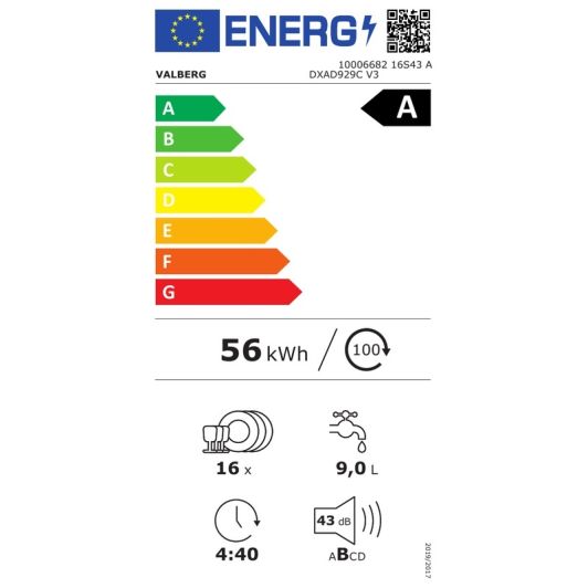 Lave-vaisselle 16 couverts VALBERG 16S43 A DXAD929C V3 dark