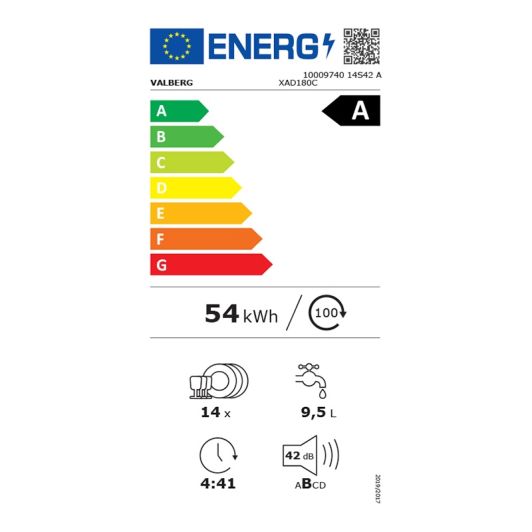 Lave-vaisselle 14 couverts VALBERG 14S42 A XAD180C