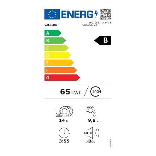 Lave-vaisselle 14 couverts VALBERG 14S40 B XAD929C V3