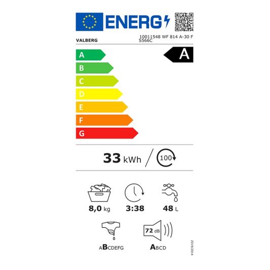Lave-linge hublot 8 kg VALBERG WF 814 A-30 F S566C