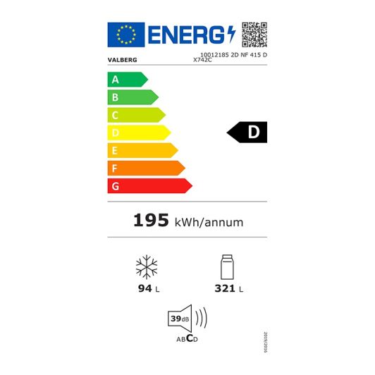 Réfrigérateur 2 portes VALBERG 2D NF 415 D X742C