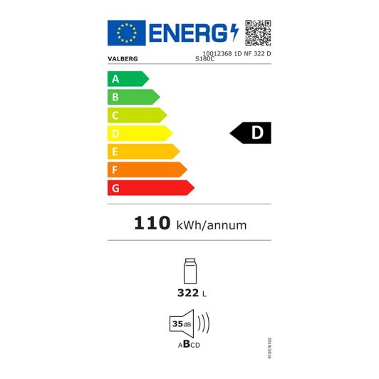 Réfrigérateur 1 porte VALBERG 1D NF 322 D S180C