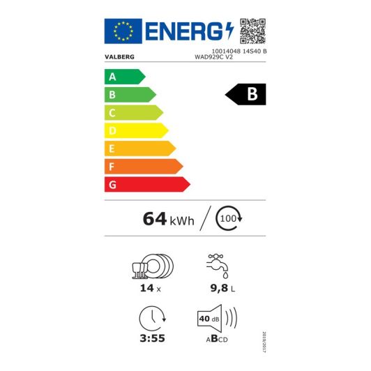 Lave-vaisselle 14 couverts VALBERG 14S40 B WAD929C V2