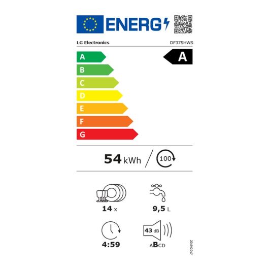 Lave-vaisselle 14 couverts 60 cm LG DF375HWS 14S43 A