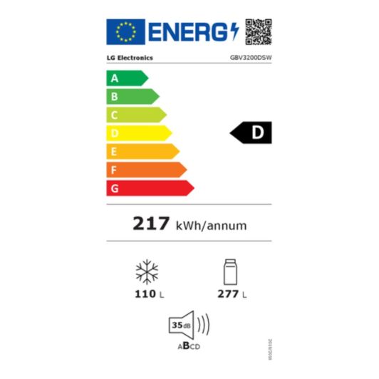 Réfrigérateur combiné LG GBV3200DSW