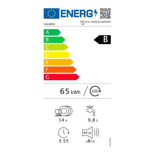 Lave-vaisselle 14 couverts VALBERG 14S40 B XAD929C V2