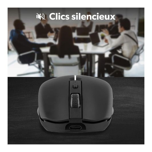 Souris rechargeable bluetooth DUAL CONNECT noire - GRADIENT