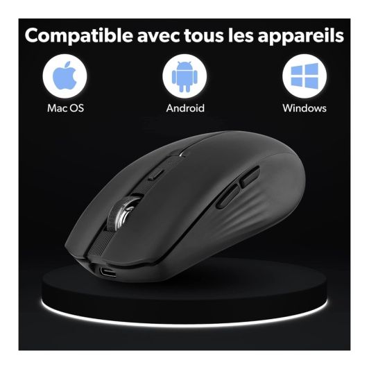Souris rechargeable bluetooth DUAL CONNECT noire - GRADIENT