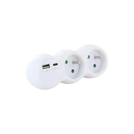 Biplite ELECTRO DEPOT 2x16A + 2 USB Blanche