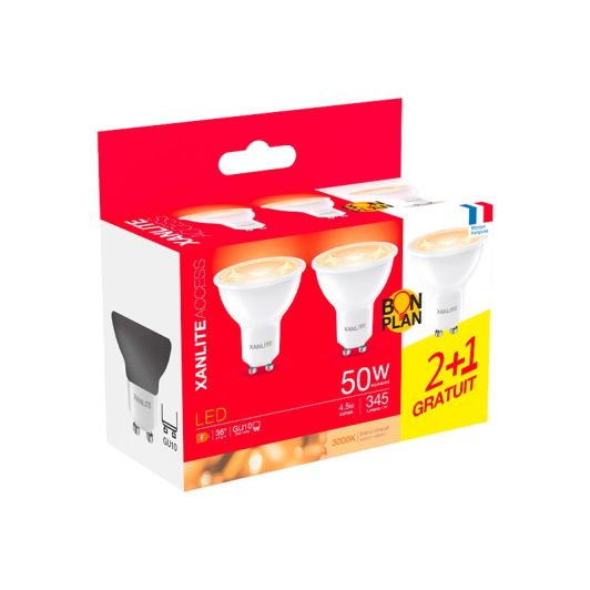 Lot de 3 Ampoules XANLITE GU10 345LM 3000K