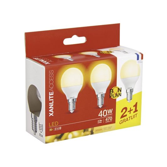 Lot de 3 Ampoules XANLITE E14 470LM 3000K