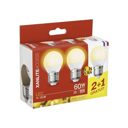 Lot de 3 Ampoules XANLITE E27 Type P45