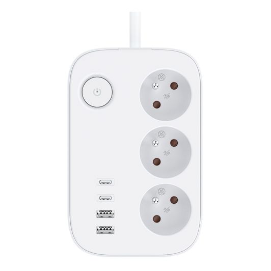 Multiprise ELECTRO DEPOT 3 prises + 2 USB + 2 USB-C avec interrupteur Blanche - Cable 1.5m