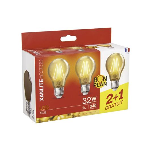 Lot de 3 Ampoules XANLITE E27 Déco