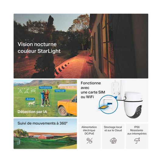 Caméra de surveillance TAPO 4G motorisée 1080p 