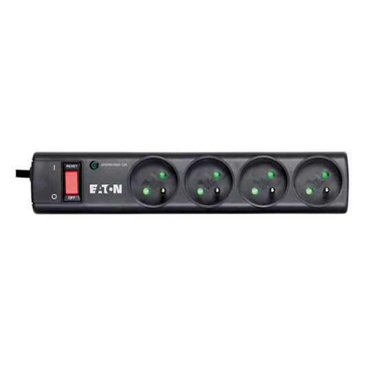 Multiprise parafoudre EATON 4 prises avec interrupteur Noire - Cable 1m