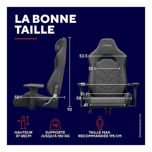Chaise gaming TRUST GAMING Ruya Fabric Gris
