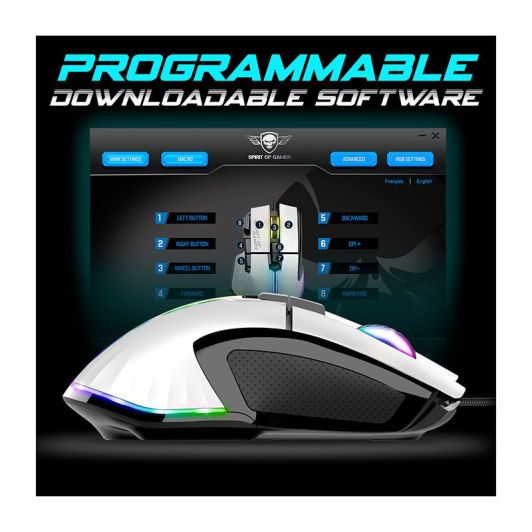 Souris gaming SPIRIT OF GAMER PRO M5  Blanche Filaire 12800Dpi