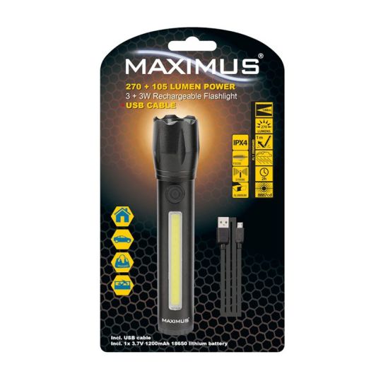 Lampe torche LED MAXIMUS FL 028 270 lumens Rechargeable