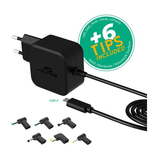Chargeur secteur PC PORTABLE/SMARTPHONE 70W ADVANCE USB-C + 6 EMBOUTS