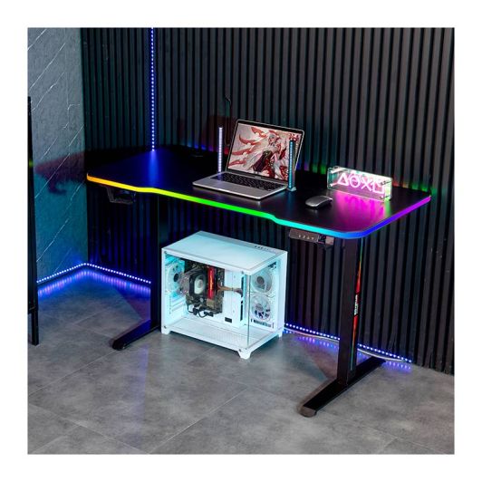 Bureau gaming LED motorisé AMSTRAD AMS-DESK120T Noir