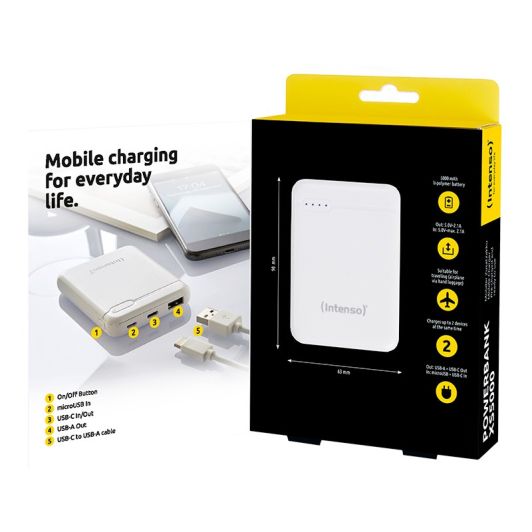 Batterie externe INTENSO 5 000 mAh Blanche