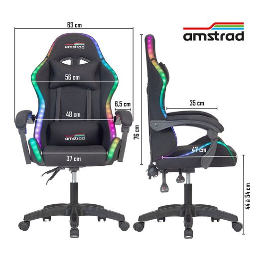 Chaise gaming AMSTRAD AMS-LED-NEXUS Noir