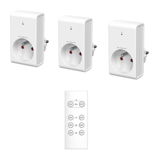 Lot de 3 prises GAO Télécommandées Blanches
