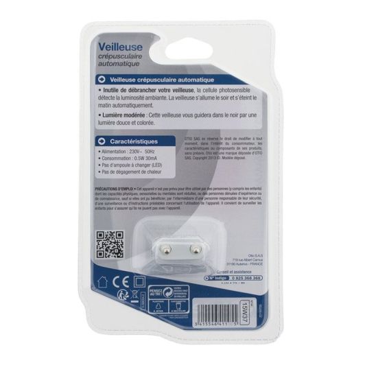 Veilleuse OTIO crépusculaire automatique Blanche