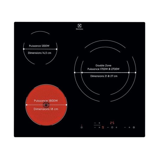 Plaque de cuisson vitrocéramique ELECTROLUX LR622CK