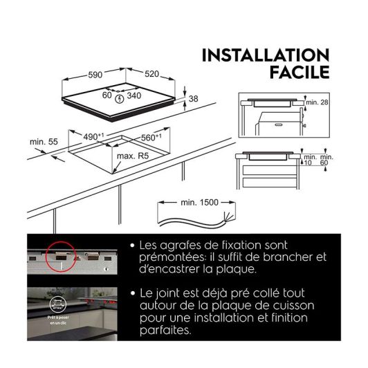 Plaque de cuisson vitrocéramique ELECTROLUX LR622CK