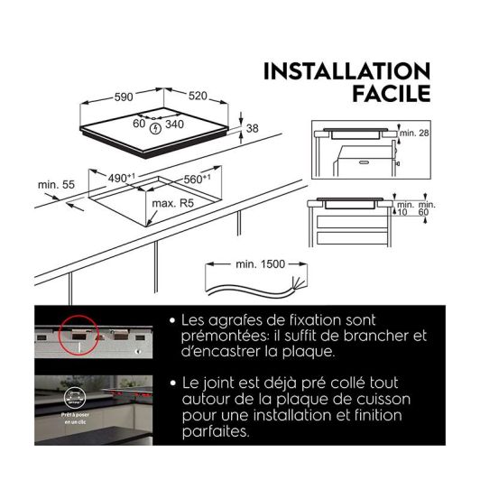 Plaque de cuisson vitrocéramique ELECTROLUX LRR6430CK