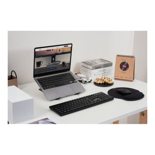 Pack Office BLUESTORK Sans Fil 4-en-1 – Clavier Silencieux, Souris 1600 DPI & Support PC