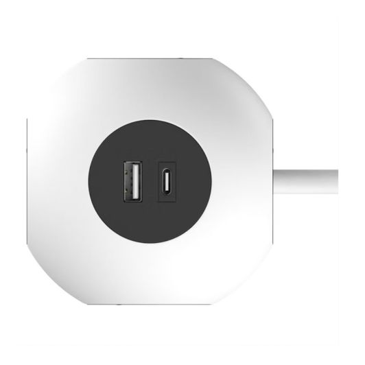 Multiprise QUARX 4 prises + 1 USB-A + 1 USB-C Blanche - Cable 3m