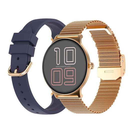 Montre connectée ECHO Rainbow Sunset bleu - Or rose - 2 bracelets