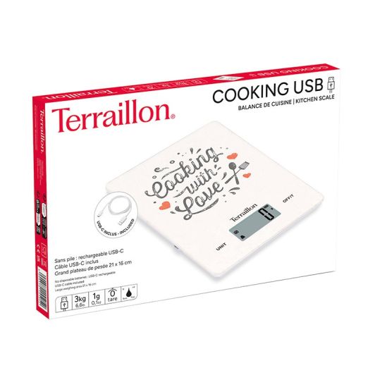 Balance  de cuisine TERRAILLON Rechargeable - Cooking USB et cable