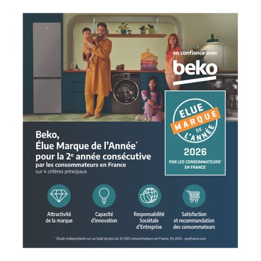 Lave-linge séchant 9 kg / 6 kg BEKO BM3DT49601W