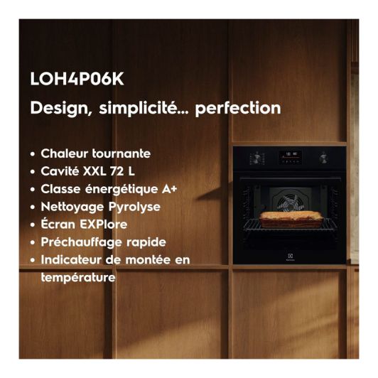 Four pyrolyse chaleur tournante 72L Electrolux LOH4P06K