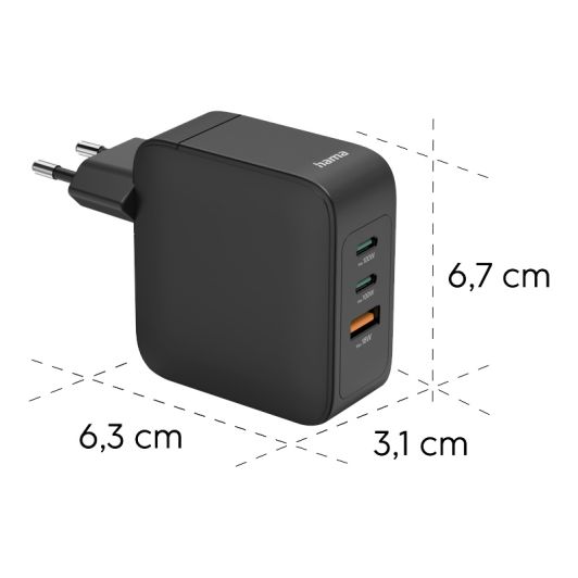 Chargeur secteur PC PORTABLE/SMARTPHONE 100W HAMA 2 USB-C + 1 USB-A