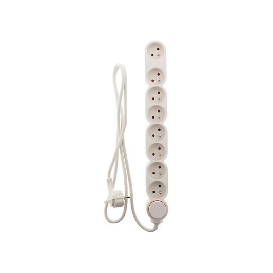 Multiprise ZENITECH 8 prises avec interrupteur Blanche - Cable 1.5m