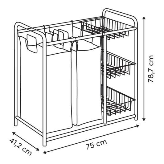 Rangement étagère + paniers à linge 45L
