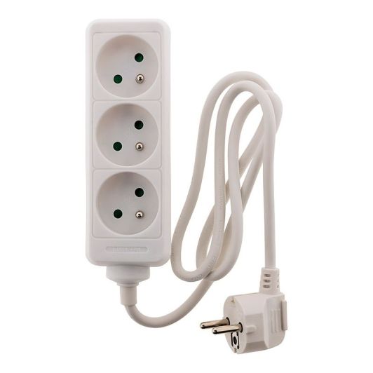 Multiprise INOTECH 3 prises Blanche - Cable 1m