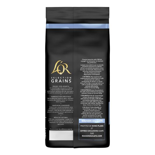 Café grains L'OR Selection grains 1kg pour broyeurs et robots café 