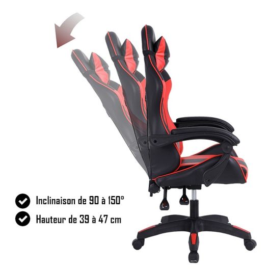 Chaise gaming AMSTRAD AMS 800 Noir et rouge
