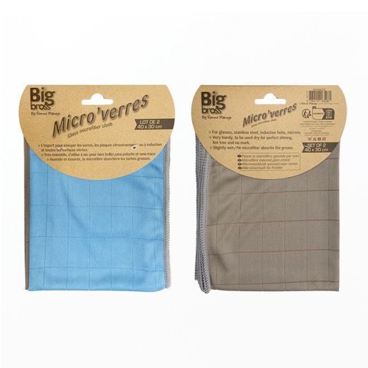 Chiffons x2 microfibre spécial surface vitrée