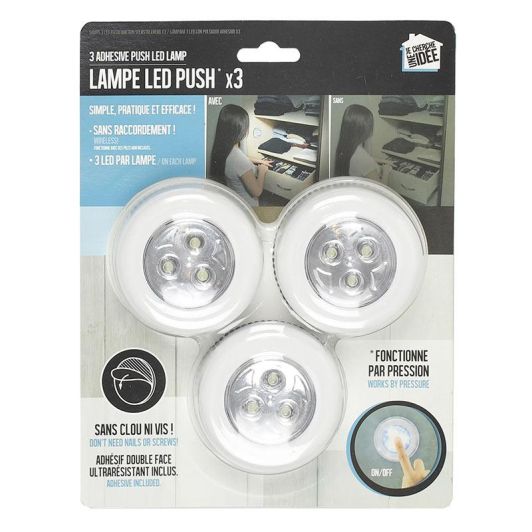 Lot de 3 Spots lumière JE CHERCHE UNE IDEE Push&Light 